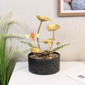Adorno de agua que fluye creativo, decoración de escritorio de hierro y plástico, decoración iluminada de Feng Shui para oficina, hogar, escritorio, pieza única - Product Image 3