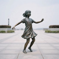 Escultura DE BRONCE al aire libre personalizada de tamaño real, estatua de chicas bailando a la venta