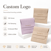 Pochette à bijoux en suède microfibre, sac d'emballage cadeau personnalisé avec logo, sérigraphie, estampage à chaud, OEM ODM pour bagues