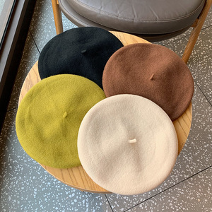 Uncle Stubble <b>Beret</b> Wool Unisex Autumn Winter Windproof Solid Color Artist Hat - Product Image 2