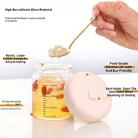 Pot en verre vide avec couvercle ventilé en silicone, gradué, pour pudding, miel, nid d'oiseau, flocons d'avoine, soupe, confiture, 75ml, 100ml, 150ml, 200ml, 250ml, 300ml