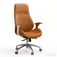 Chaise de bureau exécutive à dossier haut en PU, réglable en hauteur, pivotante à 360°, ergonomique, minimaliste, avec dossier en panneau E1 double couche