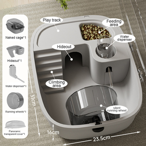 Ofis Tipi Cüce Hamster Kafesi Seyahat Taşınabilir Fare Kafesi Hamster Taşıyıcısı Saklanma Yeri Koşu Egzersiz Tekerleği Su Şişesi ve Mama Kabı ile - Product Image 6