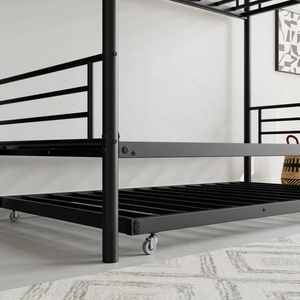 Cama <span class=keywords><strong>litera</strong></span> doble moderna con cama nido, estructura metálica, diseño modular para dormitorio infantil, escuela, apartamento, hotel - Envío desde stock - Product Image 3