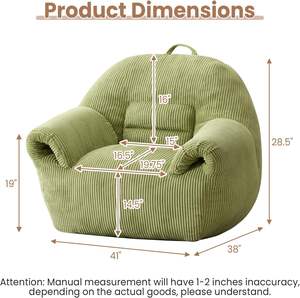 เก้าอี้บีนแบ็กหรูหราทันสมัยที่มีพื้นนุ่มขนาดใหญ่และโซฟาขี้เกียจพร้อมการตกแต่งที่สะดวกสบายและห้องนั่งเล่นสำนักงาน - Product Image 2