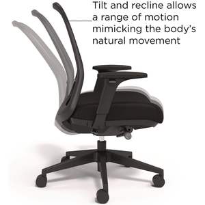 Chaise de bureau ergonomique Alera Kempton avec dossier en maille, pivotante et inclinable, pour ordinateur, hauteur de siège réglable, usage domestique, en PU - Product Image 2