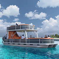 Bateau ponton de luxe à deux étages pour les pique-niques en famille sur l'eau Nouveau design de yacht