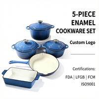 Ensemble de casseroles antiadhésives 5 pièces, compatible four, ustensiles de cuisine, marmites à soupe et faitouts, pour cuisinières à induction et à gaz