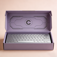 Boîte d'expédition GoTop avec vernis UV sélectif et gaufrage pour clavier mécanique, en carton avec pelliculage mat, insert en mousse personnalisé et fermeture magnétique