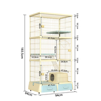 Cage pour chat de luxe à double étage, simple et robuste, avec assemblage détachable, grand espace, toilettes fermées, plateau en fer et plastique