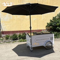 Chariot vitrine pour gelato à poussée manuelle chariots de vente de crème glacée pour congélateur
