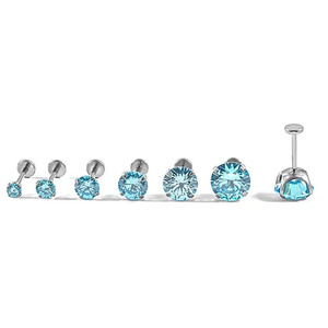 Pendientes de titanio con circonita 5A, engaste de púas, redondos, para reemplazo de piercing en labio/lengua - Product Image 5