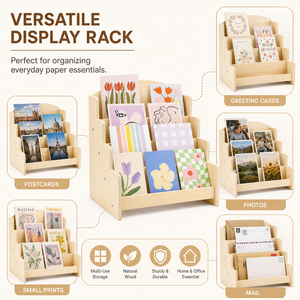 ชั้นวางของไม้แบบตั้งโต๊ะ 4 ชั้น สำหรับจัดระเบียบเอกสาร หนังสือเด็ก ชั้นวางของแบบมีระดับ จากผู้ผลิตชั้นนำ - Product Image 4