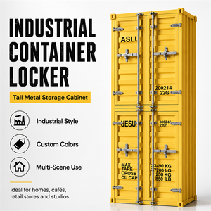 Lemari Loker Besi Kuning Modern Tahan Lama Grosir, Panel Kontainer Perangkat Keras untuk Garasi, Kafe, Ruang Tamu, Bengkel, Penyimpanan - Product Image 1