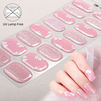 Usine OEM Mix Fleurs 22 bandes Blue Ice Flora 100% Real Polish Uv Harden Free Gel Nail Stickers