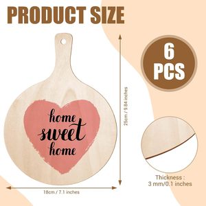 6 Piece Mini <strong>Unfinished</strong> <strong>Wooden</strong> Cutting <strong>Board</strong> Craft Handle Rustic <strong>Cheese</strong> Charcuterie Serving <strong>Board</strong> Disposable Dishwasher Safe - Product Image 2