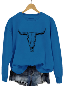 เสื้อสเวตเตอร์คอกลมแขนยาวพิมพ์ลายหัวกระทิงสุดเท่ ลดราคาพิเศษ - Product Image 4