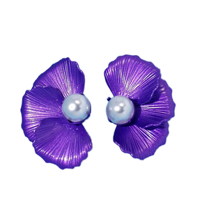 Vintage Fashion Baking Varnish Women Fairy Ear Jewelry Simple Sweet <strong>Fake</strong> Pearl <strong>Diamond</strong> Flower Stud <strong>Earrings</strong> for Girls - Product Image 1