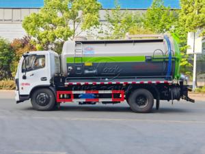 รถบรรทุกถังสุญญากาศ Dongfeng F7 ขนาด 10-12 ลูกบาศก์เมตร จากโรงงาน พร้อมประตูท้ายเปิดไฮดรอลิก ฟังก์ชั่นดูดและทำความสะอาดในตัว สำหรับส่งออก - Product Image 3