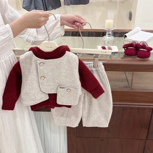 Tongxingyuan Baby Woolen Suit Set Thickening Unisex Autumn Winter Vest And Wide Leg Pants With Label And Tags - Product Image 2