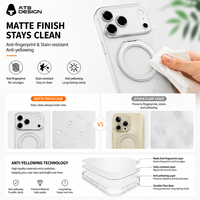 Étui de téléphone anti-empreintes digitales ATB Frosting, étui magnétique transparent antichoc pour iPhone 18 Pro avec support rotatif à 360 degrés