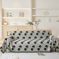 Plaid de canapé OEM nordique tissé à motif panda, couvre-lit, couverture de canapé, couverture de climatisation à pompons pour salon