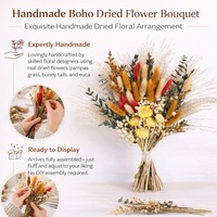 75-90pcs Buket Bunga Kering Bohemian Buatan Tangan - Bunga Jerami, Rumput Pampas, Ekor Kelinci, Eucalyptus - Dekorasi Rumah Pedesaan untuk Festival dan Pesta
