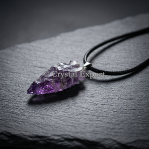 Collier en pointes de flèche d'améthyste et d'agate CrystaExport.com en gros - Artisanat en pierre naturelle du Gujarat - Product Image 3