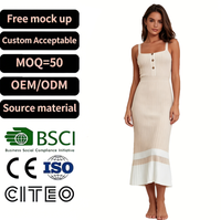 Robe longue maxi pull en maille côtelée unie boutonnée, col carré, coupe sirène, pour l'hiver, décontractée, simple, pour le quotidien et les vacances