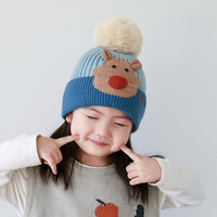 Bonnet Enfant Mignon Dessin Animé Lapin Kawaii Chapeau Tricoté Brodé avec Pompon pour Enfants Bonnets Chauds d'Hiver Sombrero Infantil