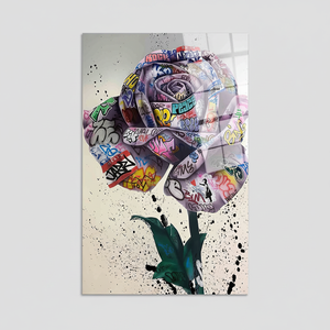 Impression sur toile élégante de graffitis roses de Banksy - Décoration murale moderne, ART SUR VERRE TÉRMÉTRAL - Product Image 2
