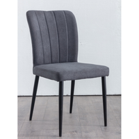 Lot de 6 chaises de salle à manger rembourrées en tissu de lin-Gris foncé