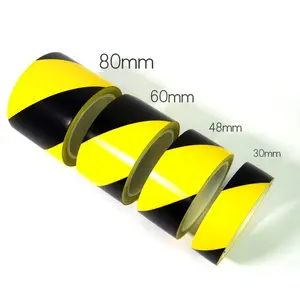 Fábrica de Fornecimento Direto Amostra Grátis 50mm * 33m Black & Yellow Listrado Perigo Aviso PVC Piso Marcação Fita Industrial