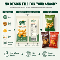 Sac en plastique biodégradable imprimé sur mesure emballage de qualité alimentaire pour différentes saveurs biscuits croustilles pochette scellée au milieu