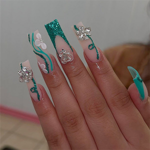 Pegatinas de Venta caliente transfronterizas europeas y americanas, uñas portátiles al por mayor, arte de diamantes de imitación intermitente Ins, acabado extraíble - Product Image 4