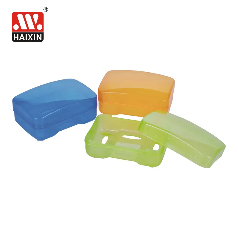 Haixin scatola portasapone portasapone per doccia da bagno all'ingrosso scatola portasapone in plastica trasparente con coperchio