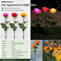 Lampe de jardin à piquet en forme de rose artificielle à LED, directement de l'usine, pour commandes commerciales en gros et fournitures en gros