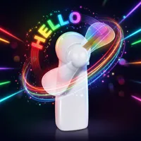 Mini Ventilador LED Portátil de Mano, Personalizable con Mensaje y Logotipo Programables, con Luces Intermitentes, Nuevo, para Fiestas y Bodas, Ventilador Eléctrico a Batería, Regalo