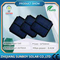64x64mm 6V70mA Perc petit panneau solaire pour lumière LED bricolage Mini batterie alimentation panneau époxy Module de cellule solaire