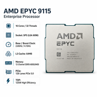 Prosesor AMD EPYC 9115 Server CPU 16 Core 32 Thread 2.6GHz 4.1GHz 64MB L3 Cache Socket SP5 125W untuk Pusat Data