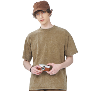 Wholesale Men's 250GSM 100% Cotton Blank T-shirt Vintage Acid Wash Oversized Streetwear Plain Casual Heavyweight - Product Image 3