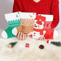 Sacs cadeaux de Noël en forme de chaussettes, impression héliogravure, motif dessin animé mignon, fermeture éclair refermable, marque GF, matériau PET/PE pour biscuits et bonbons