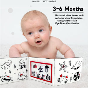 Jouet sensoriel noir et blanc, livre pour bébé à contraste élevé, livre pliable de style accordéon en tissu doux pour la croissance cérébrale des nouveau-nés - Product Image 4