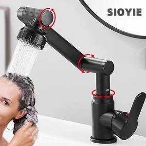 Nouveau Design <span class=keywords><strong>Noir</strong></span> Mat <span class=keywords><strong>Mitigeur</strong></span> En Acier Inoxydable Pliant Rotation Multifonctionnel Salle De Bains Lavabo Robinet Moderne Monotrou - Product Image 2