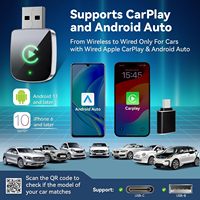 Mini adaptateur sans fil CarPlay pour iPhone, 2 en 1 pour Apple CarPlay et Android Auto, convertit le filaire en sans fil