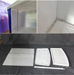 Promoción de mesa de supermercado para beber y comer, promoción de suelo de mesa publicitaria con sombrilla, stand de exposición personalizado