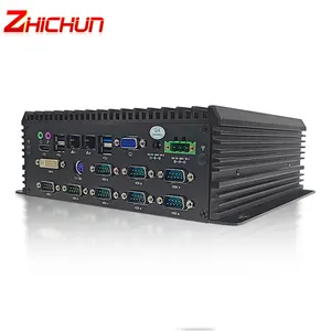 ZHICHUN M696 كمبيوتر صغير صناعي بدون مروحة ومدمج بمعالج إنتل كور I7-6650U 2.2 جيجا هرتز وذاكرة وصول عشوائي 4 جيجابايت ومحرك أقراص ثابتة 64 جيجابايت وشاشة عرض من نوع لينو موديل GDDR3