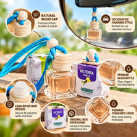Diffuseur de parfum suspendu pour voiture avec logo personnalisé, flacon en verre rechargeable, bouchon en bois, diffuseur d'huiles essentielles avec cordon tressé