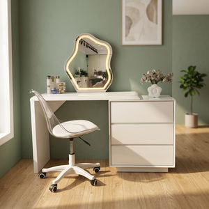 Modern Makeup <b>Vanity</b> <b>Table</b> With Lighted <b>Mirror</b> Storage Desk For Bedroom Furniture - Product Image 4