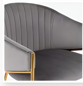 Tabouret de bar moderne en velours gris avec structure en métal doré, chaise rembourrée pour comptoir, durable, pour îlot de cuisine, café, restaurant - Product Image 4